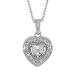 Silver Vintage Look Diamond Heart Pendant
