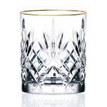 Siena Collection Set of 4 Crystal Double Old Fashion Glasses w/gold band design