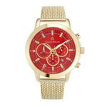SANTE - Men%27s Giorgio Milano Stainless Steel Gold Tone Watch with Red Dial - Mesh Band