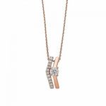 Silver Rose Gold Tone Double Angled Line Design Pendant